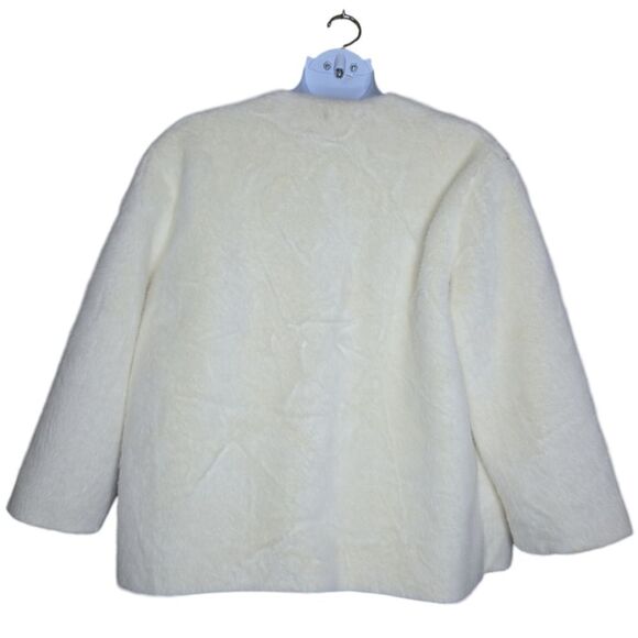 LUU SHOP white furry boxy oversized open front coat XL - Picture 3 of 14
